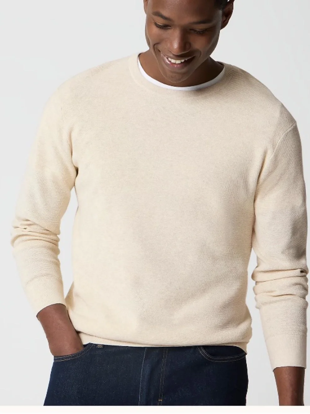 NWOT j crew heather oatmeal Cotton moss-stitch crewneck sweater